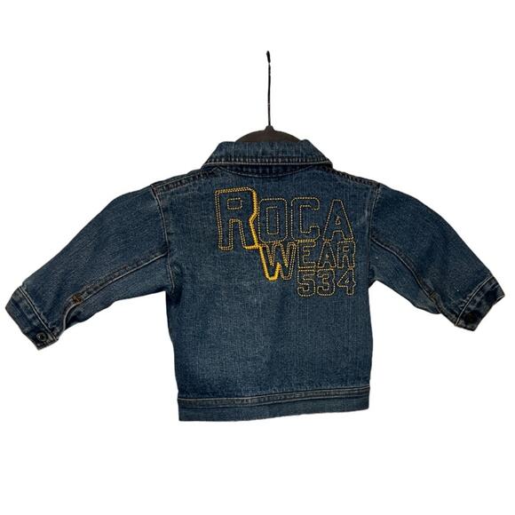 Baby Rocawear Infant Unisex 18M Blue Jean Jacket Back Stitched Logo 100% Cotton - Picture 3 of 6
